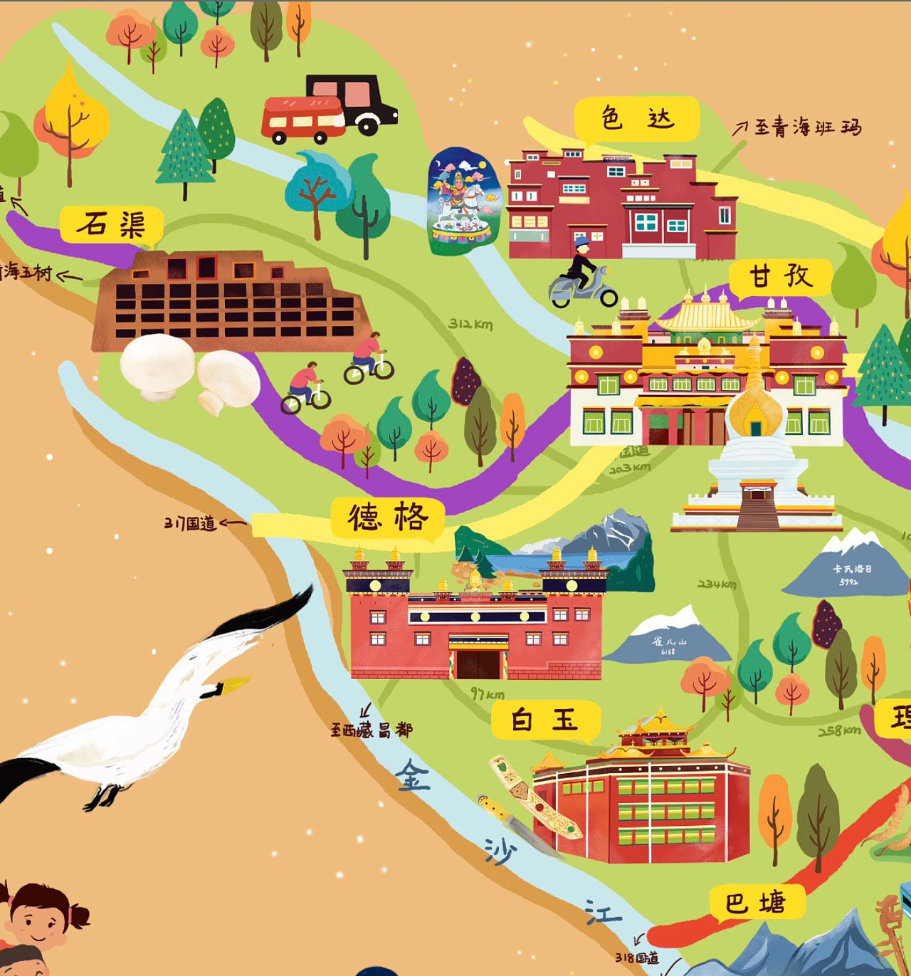 台山手绘地图景区的文化宝库