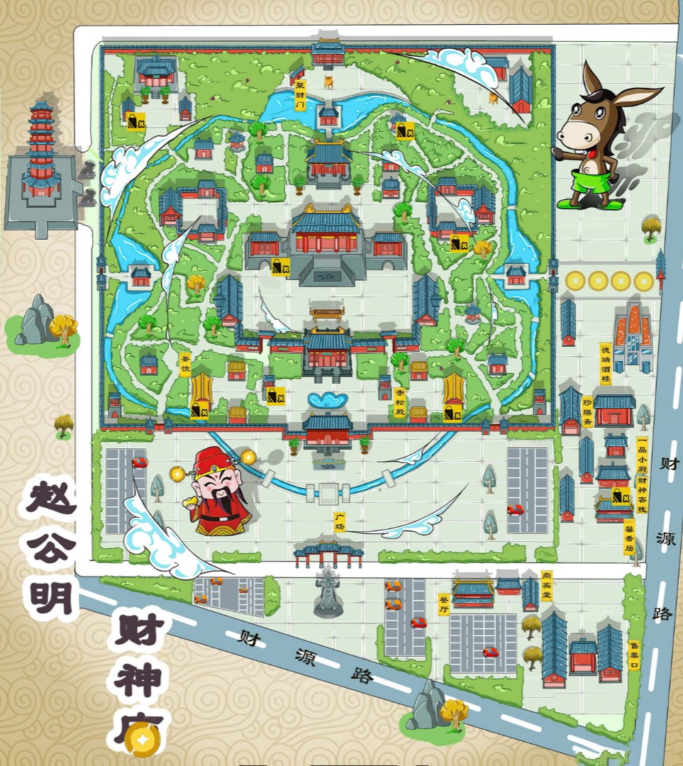 台山寺庙类手绘地图